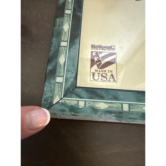 Vintage National USA Green Wood Marquetry Picture Frame 5x7 - Picture 10 of 10